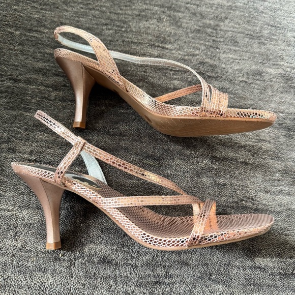 Gianni Bini Metallic Snakeskin Strappy Sandals - Picture 1 of 6